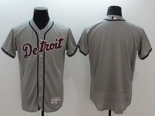 Tigers Blank Grey Flexbase Authentic Collection Stitched MLB Jersey - Click Image to Close
